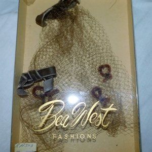 Hat Veil in Brown with Original Box Bea West Ribbons